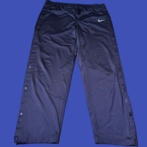 Vtg Nike Break Away Pants Mens Large Black Straight Leg Basketball Snaps Warm Up